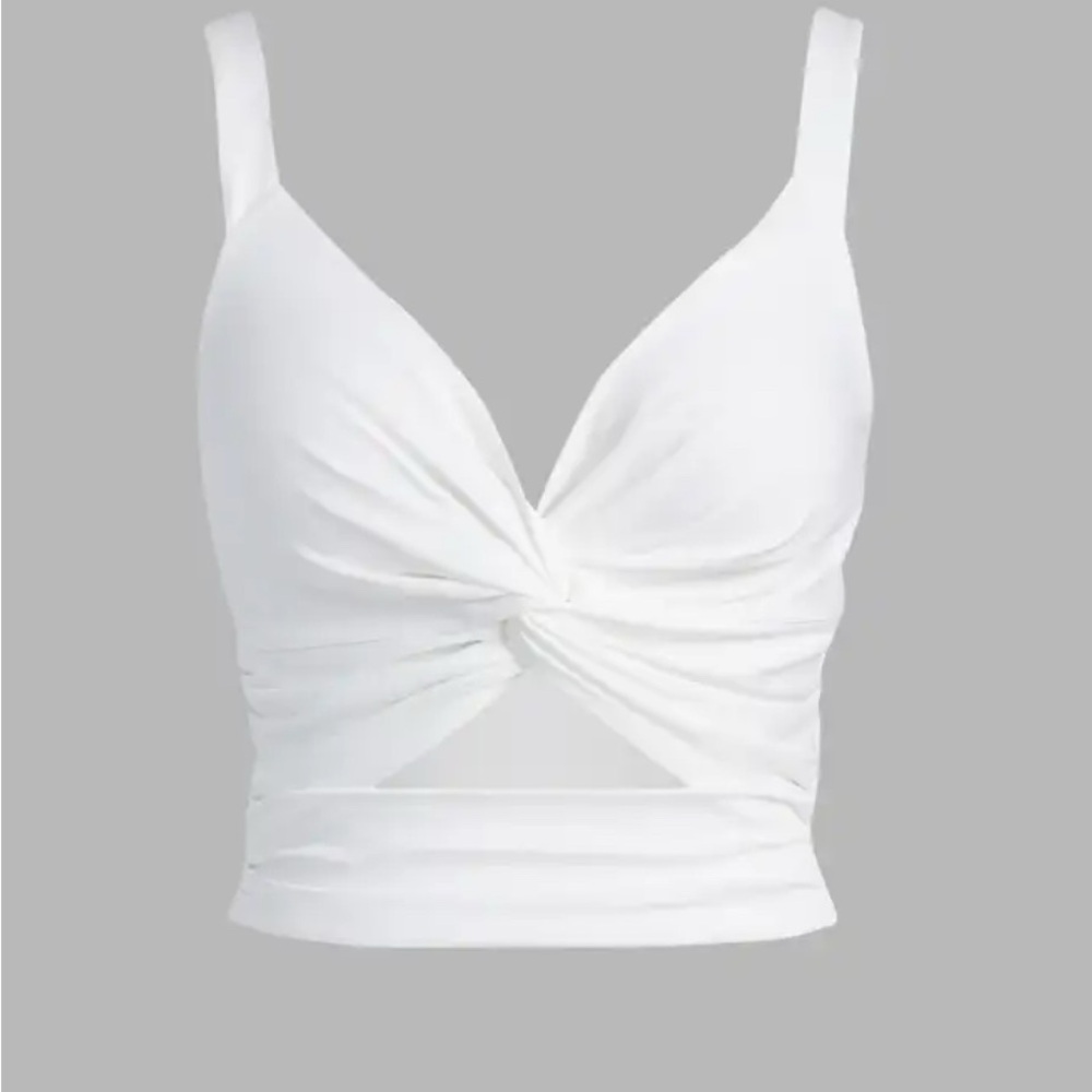 Cider White Twist-Front Crop Top